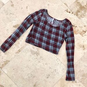 Plaid Knit Crop Top